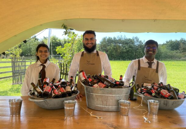 Students working as waiters